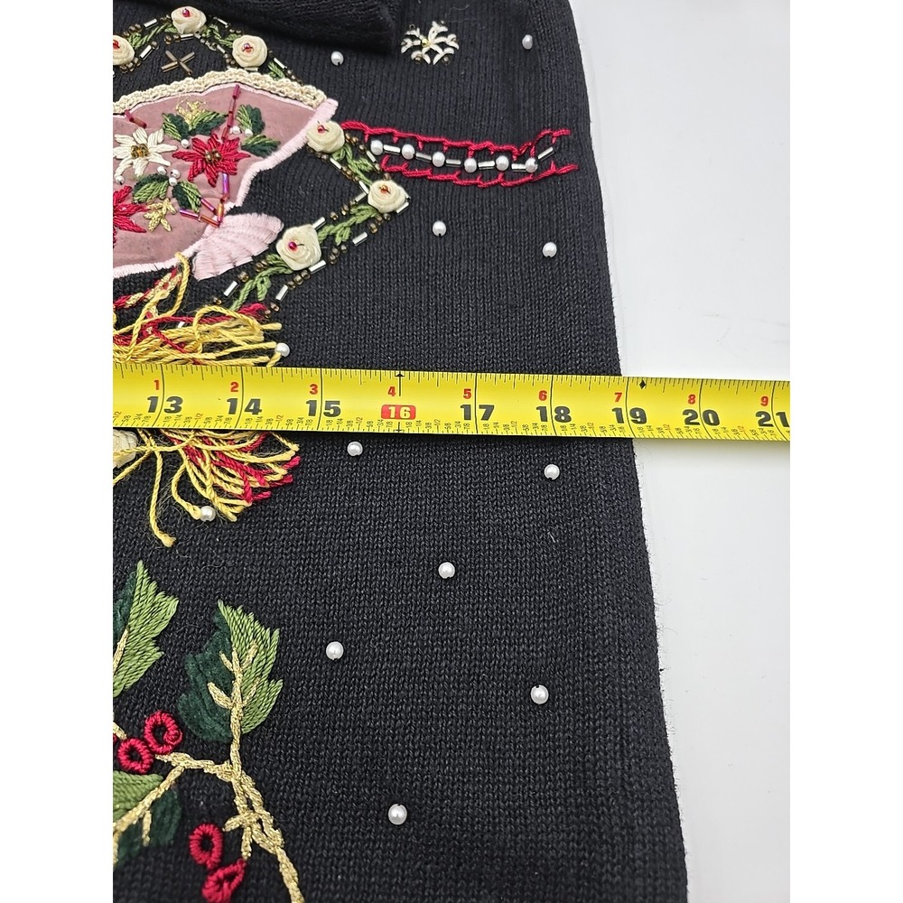 Victoria Jones Fall VTG Embroidered Ugly Christmas Sweater Beaded Woman S - Picture 9 of 12